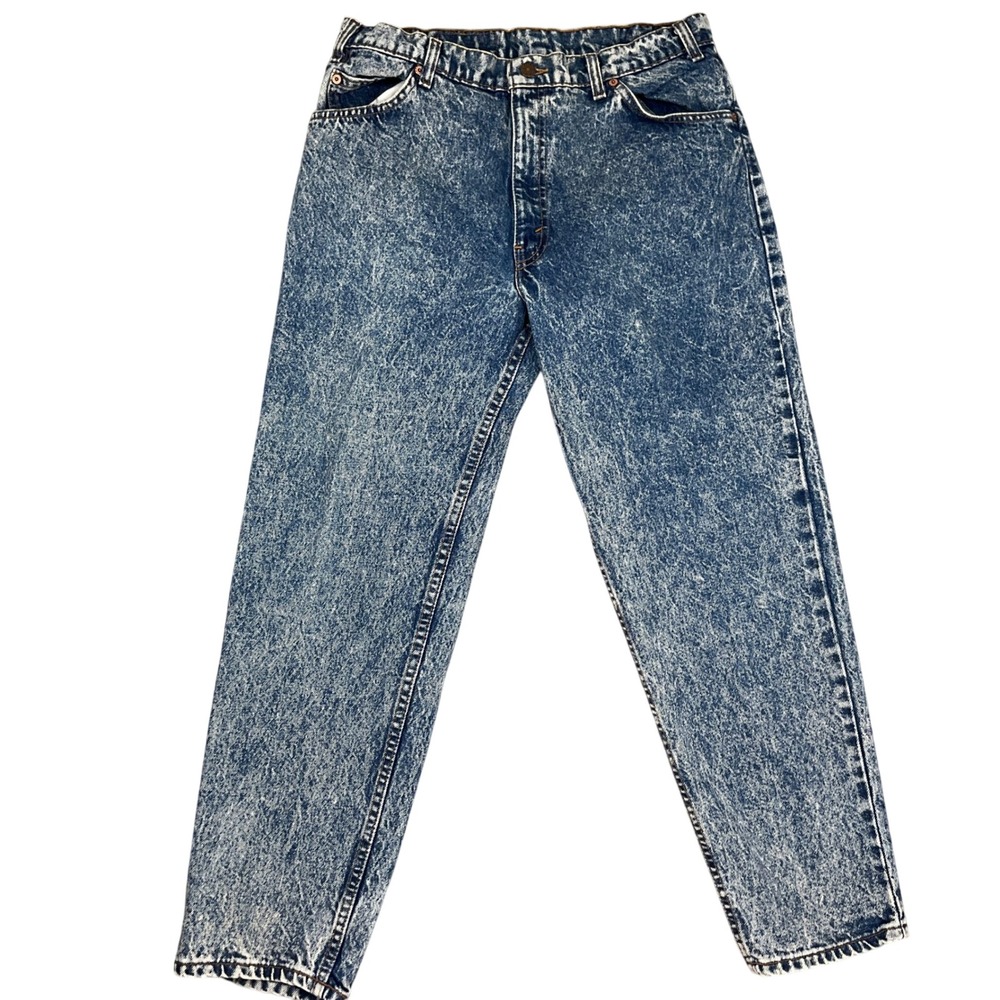 Levi's 550 Jeans Mens 36W 30L Blue Acid Wash Americana Orange Tab USA 90s VTG